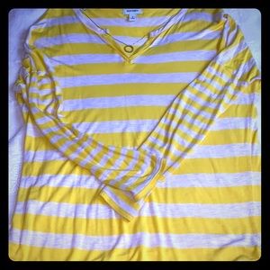 Old Navy yellow/ white striped long sleeve shirt